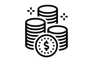 Coin specie black icon, an Outline Icon by Creative priyanka