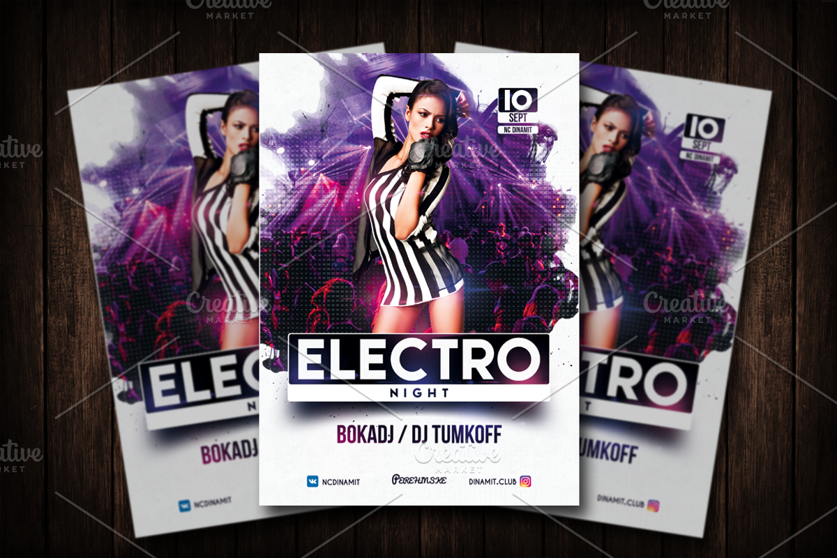 Electro Night Party Flyer Template, a Flyer Template by Malaxay (Photo 1 of 2)
