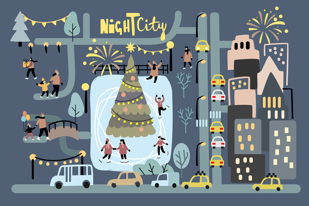 Christmas in big city. Vector maps., an Illustration by bioraven (Photo 3 of 12)