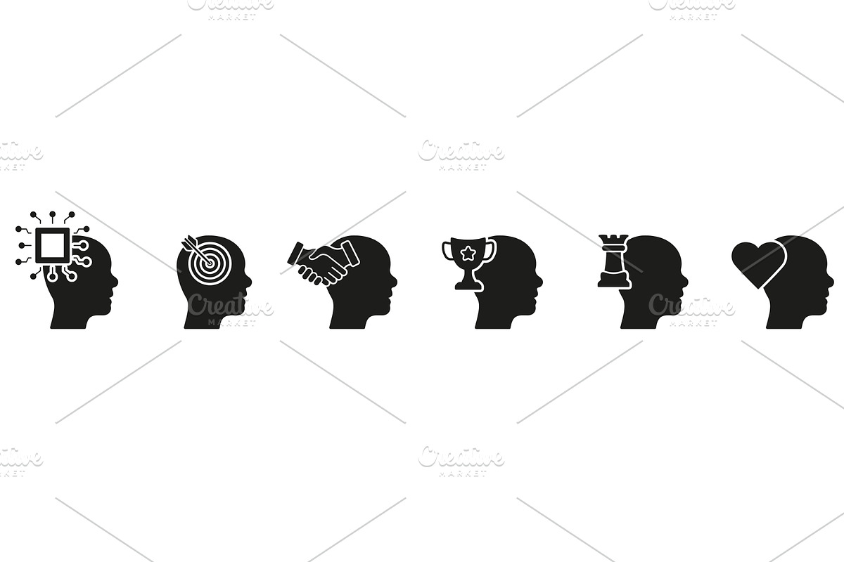 Human Mind Process Silhouette Icon, an Object Illustration by Gentle Studio