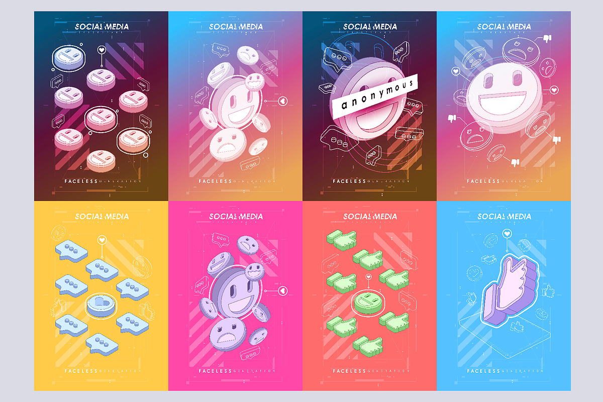 Social media abstract posters, an Illustration by Andrew_Derr (Photo 5 of 5)
