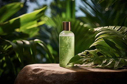 Display of natural spa product bottl, a Photo by SaroStock
