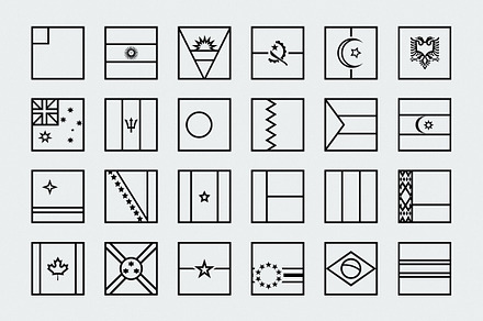 Outline square world flags