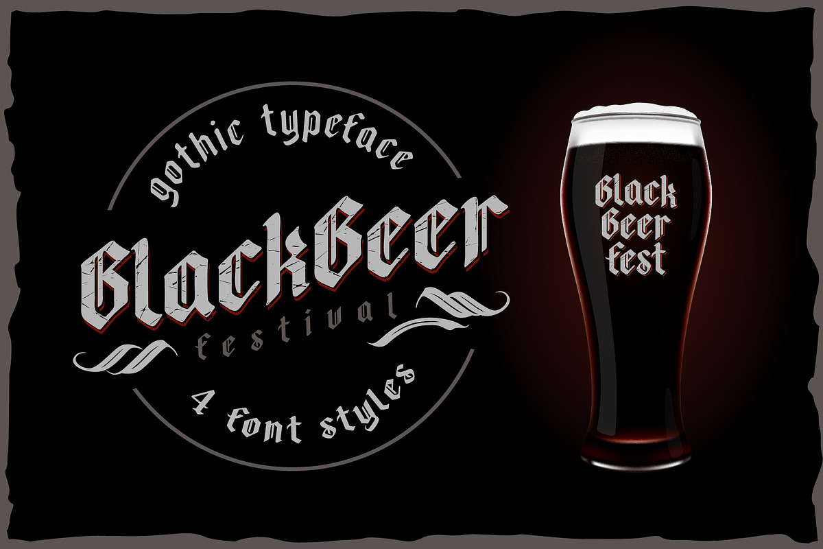 Blackbeer - strong gothic typeface, a Blackletter Font by Fractal fonts & graphics (Photo 1 of 7)