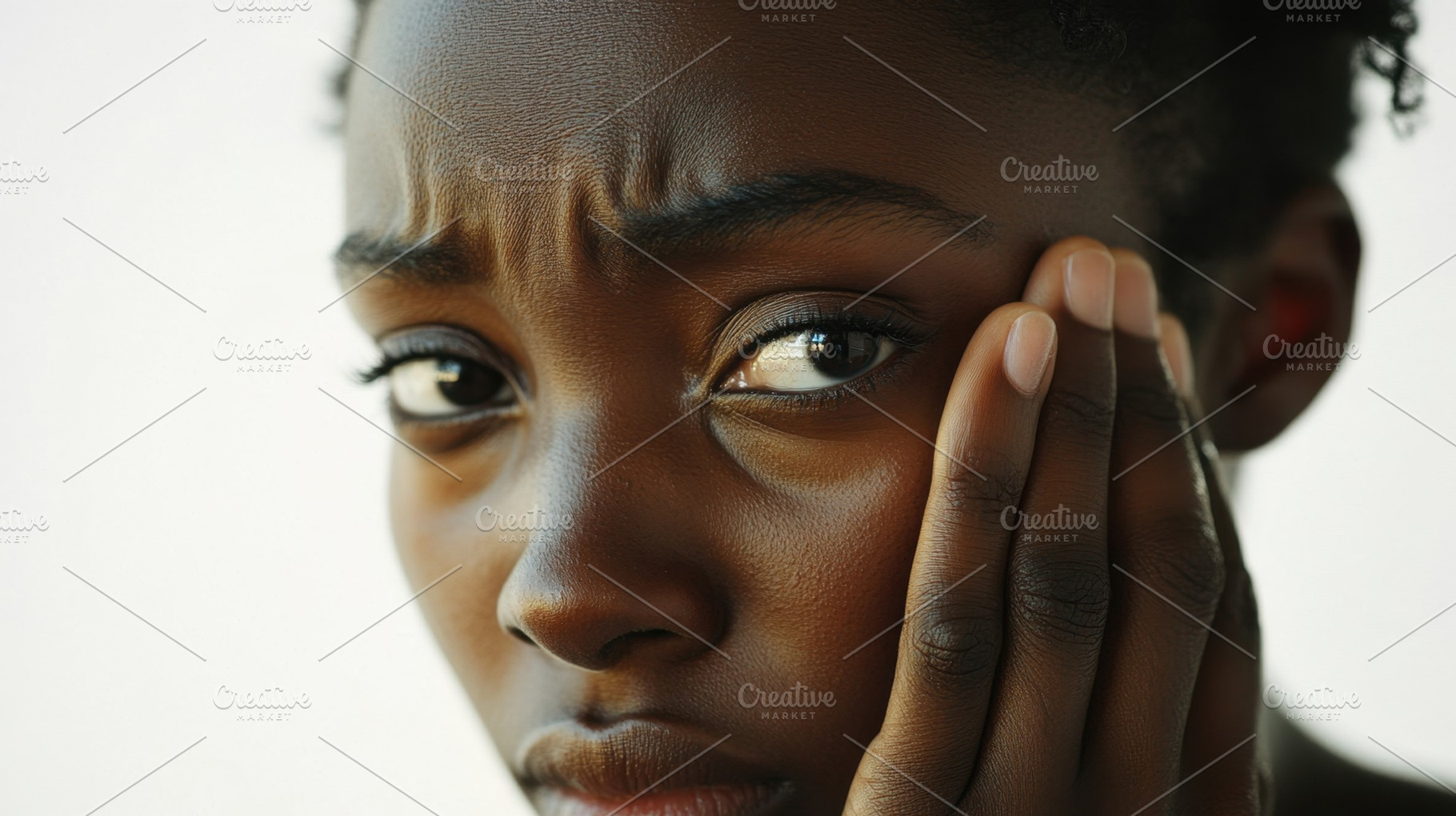 Young womans worried look, a Photo by Beautiful things