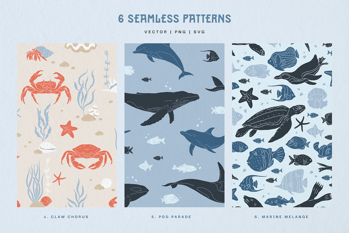 Sealife Silhouettes Illustration Set, an Animal Illustration by rouxsupplyco (Photo 11 of 16)