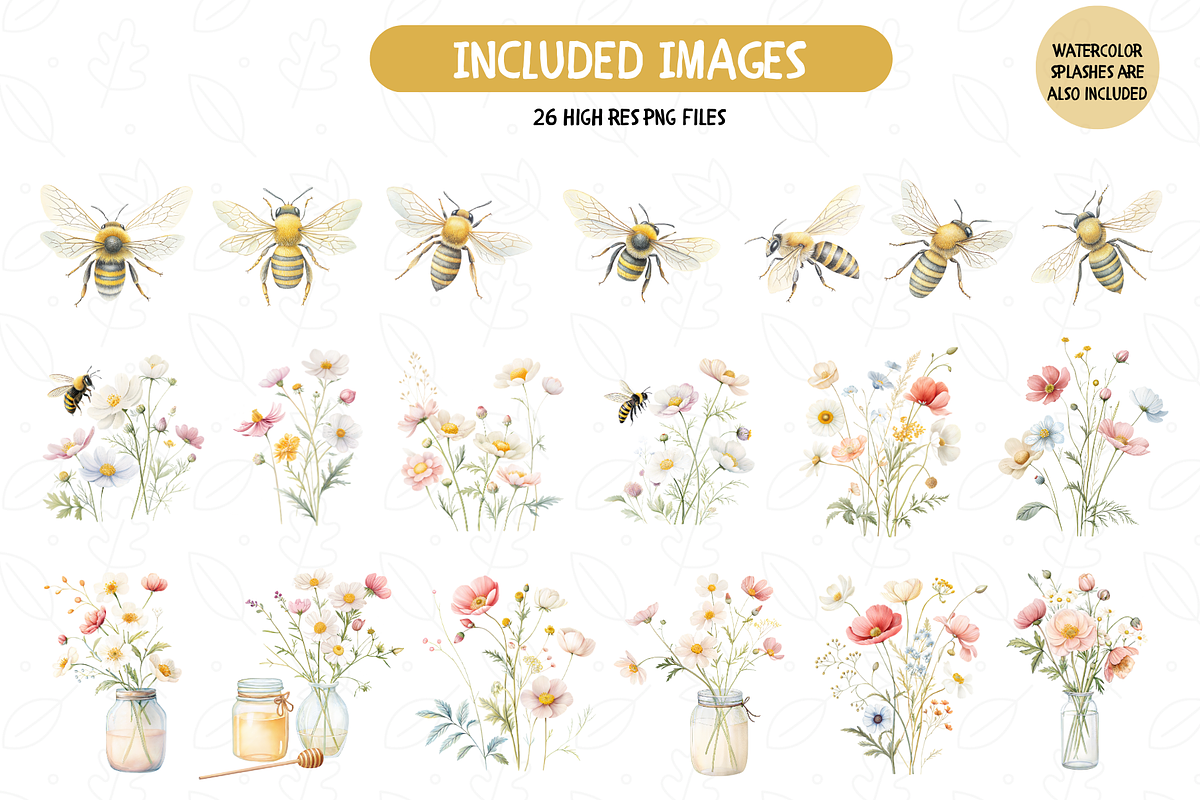 Honey Bee Garden Illustration Pack, an Illustration by TatiMockup (Photo 2 of 3)