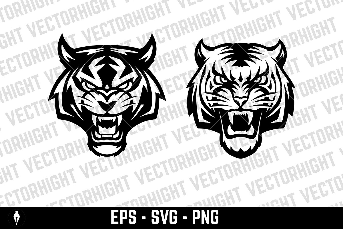 tiger head illustrations SVG, an Animal Illustration by Vectorhight (Photo 5 of 5)