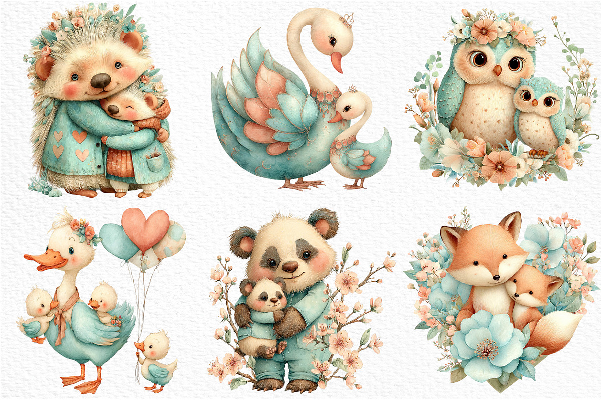 Whimsical Mother's Day Animals PNG, an Illustration by Craft Nest (Photo 3 of 12)