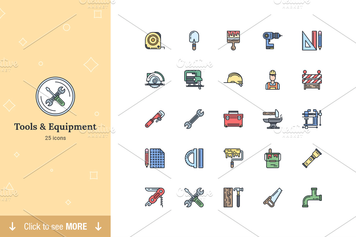 Tools & Equipment flat landing icons, an Icon by EpicShop (Photo 2 of 3)