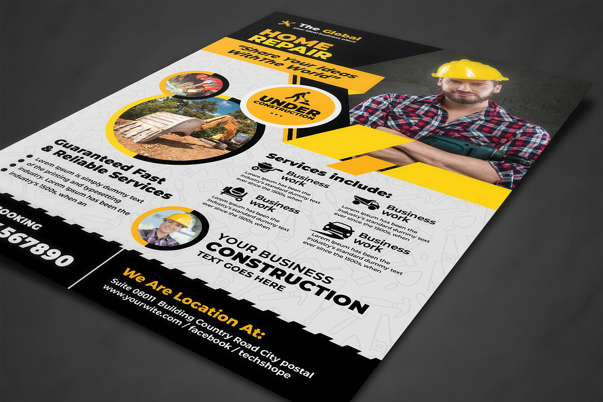 Home Repair Flyer Template, a Flyer Template by AfzaalGraphics (Photo 2 of 4)