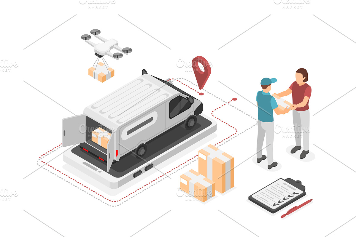 Isometric logistic service worker, a Graphic by Valerie Bodnar