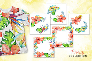 Tropical Plant PNG Watercolor Set