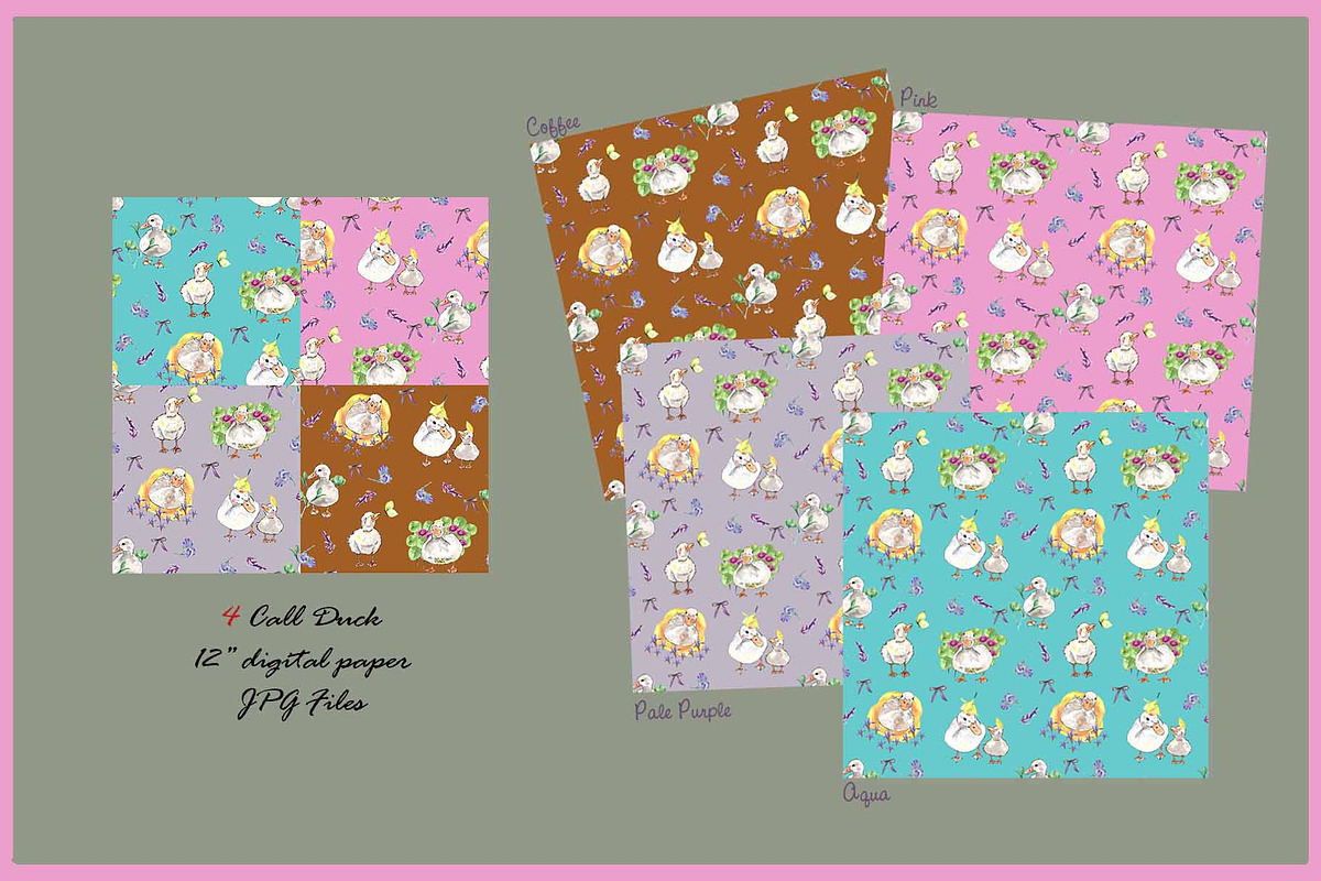 Call Duck Clipart Digital Paper, an Illustration by VianneArt (Photo 4 of 7)
