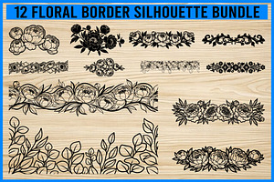 Floral Border Silhouette Bundle, an Object Illustration by Designer_Momina