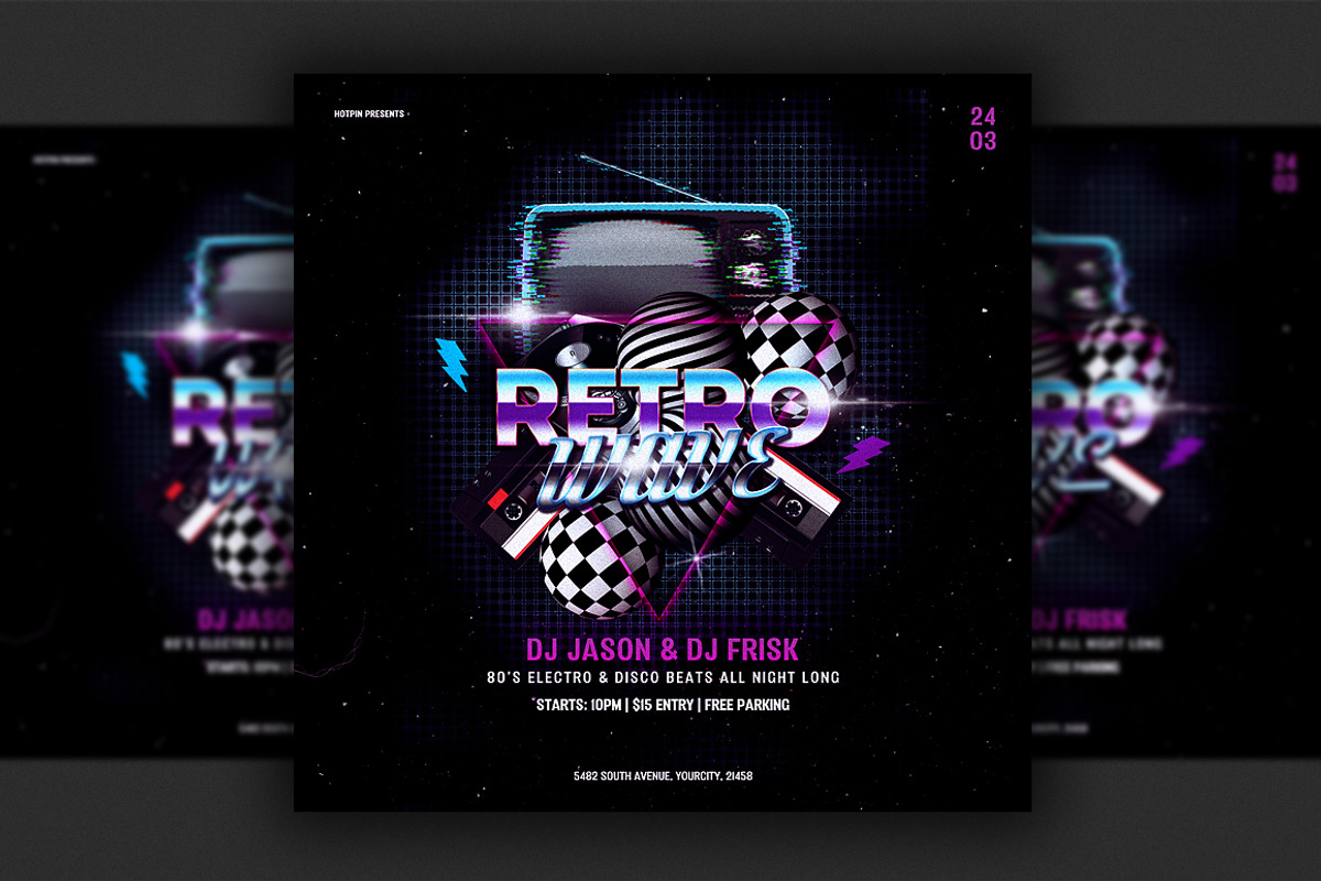 Retro Party Flyer Template, a Flyer Template by Hotpin (Photo 3 of 4)