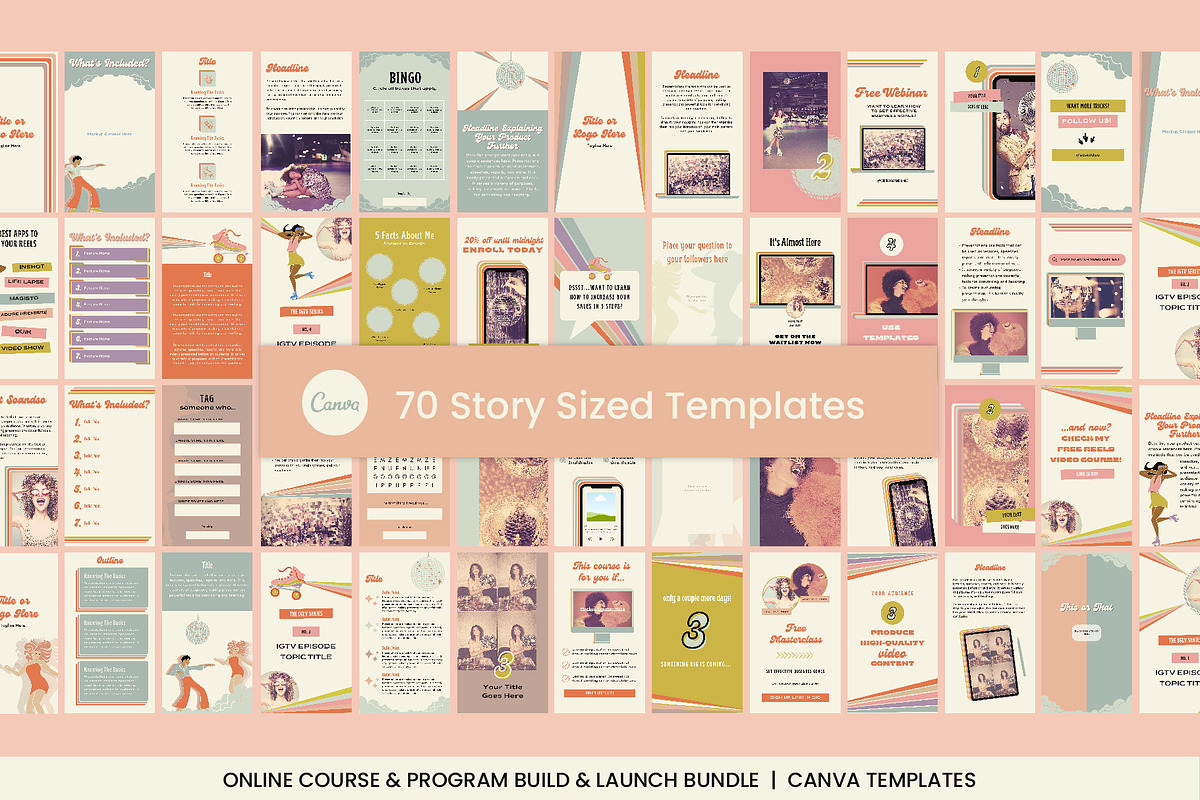 Retro Roller Disco Canva Mega Pack, a Social Media Template by WorkShy Studio (Photo 14 of 24)