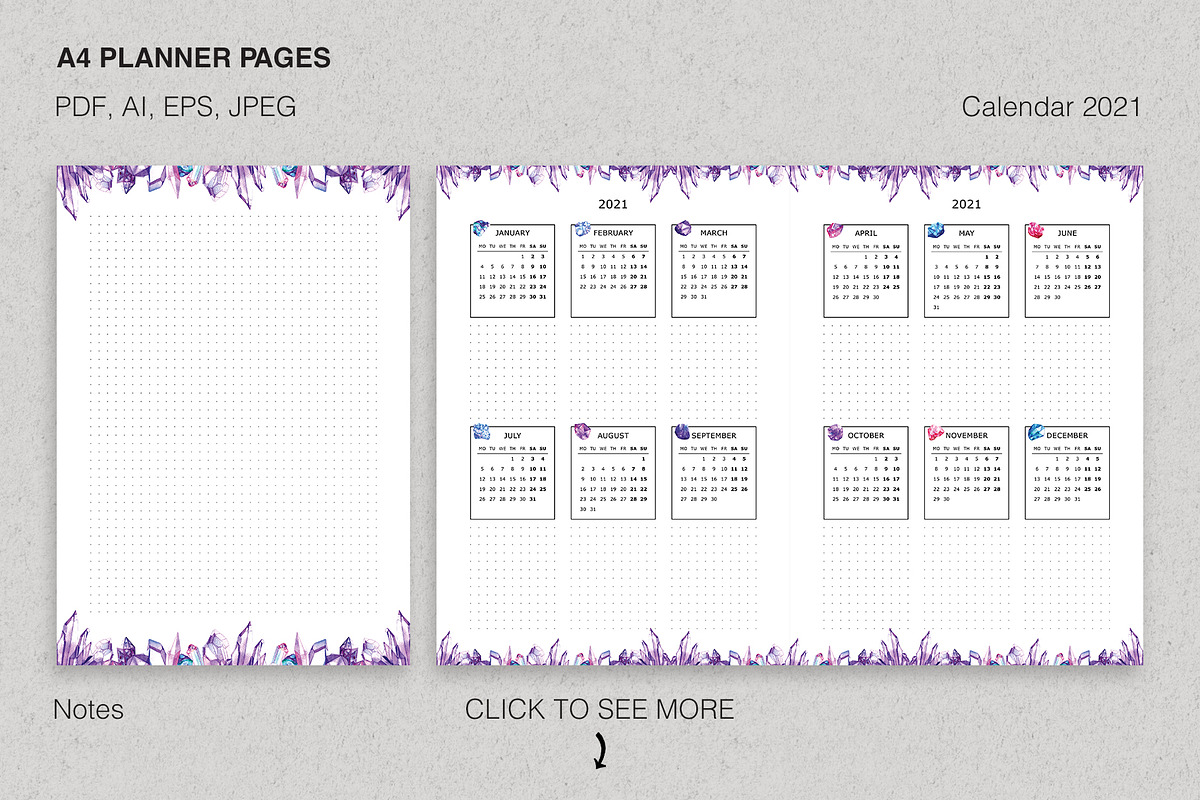 Printable Planner Set with Crystals, a Stationery Template by Olga Alexeenko (Photo 4 of 10)