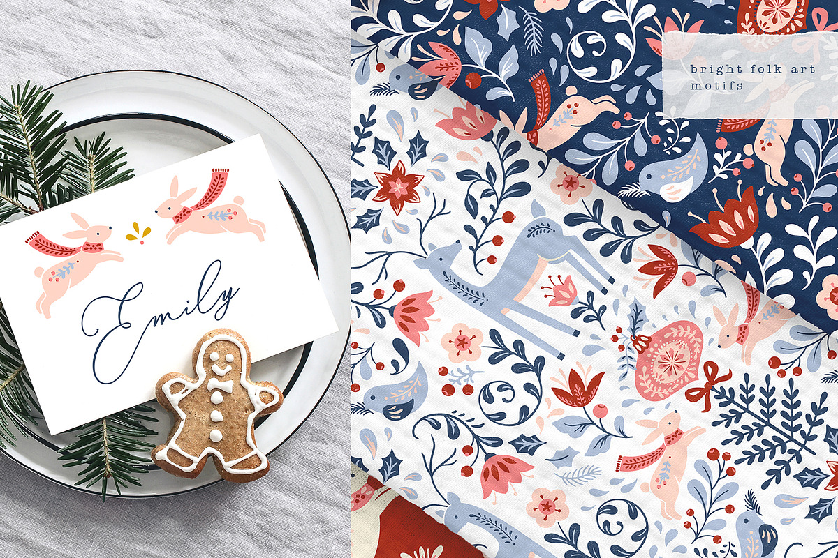 Christmas Folk Art Ornaments & More, a Seasonal Illustration by Inna Moreva (Photo 13 of 16)