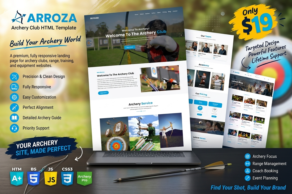 Arroza - Archery Club HTML Template, a HTML Template by Themeplaza (Photo 1 of 6)