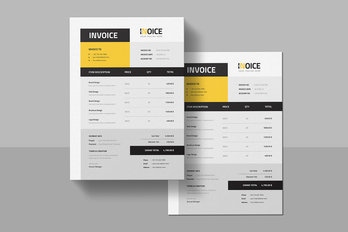 Clean Invoice | Word, a Stationery Template by Pixelpick (Photo 2 of 3)