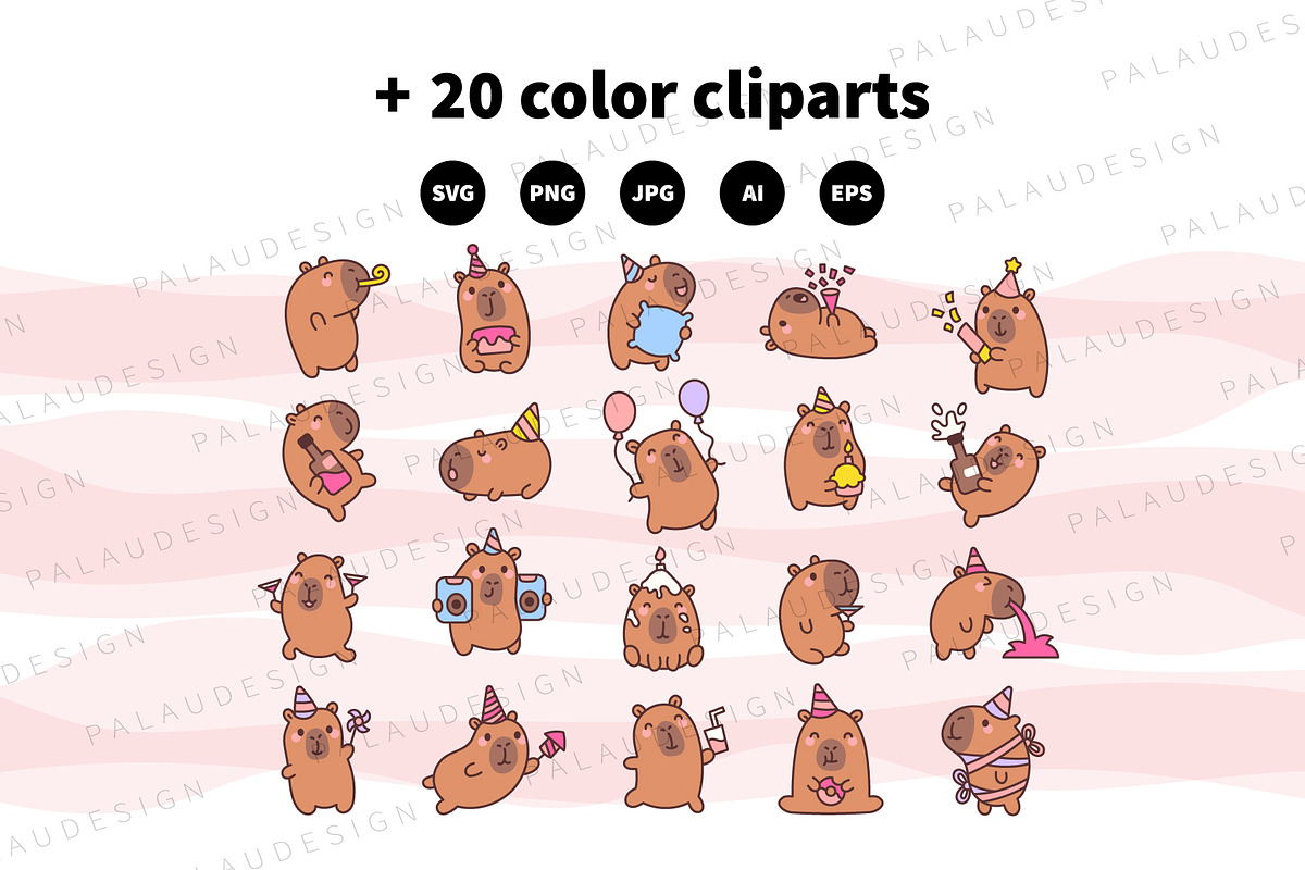 Cute Capybara Party, an Animal Illustration by Palau (Photo 10 of 12)