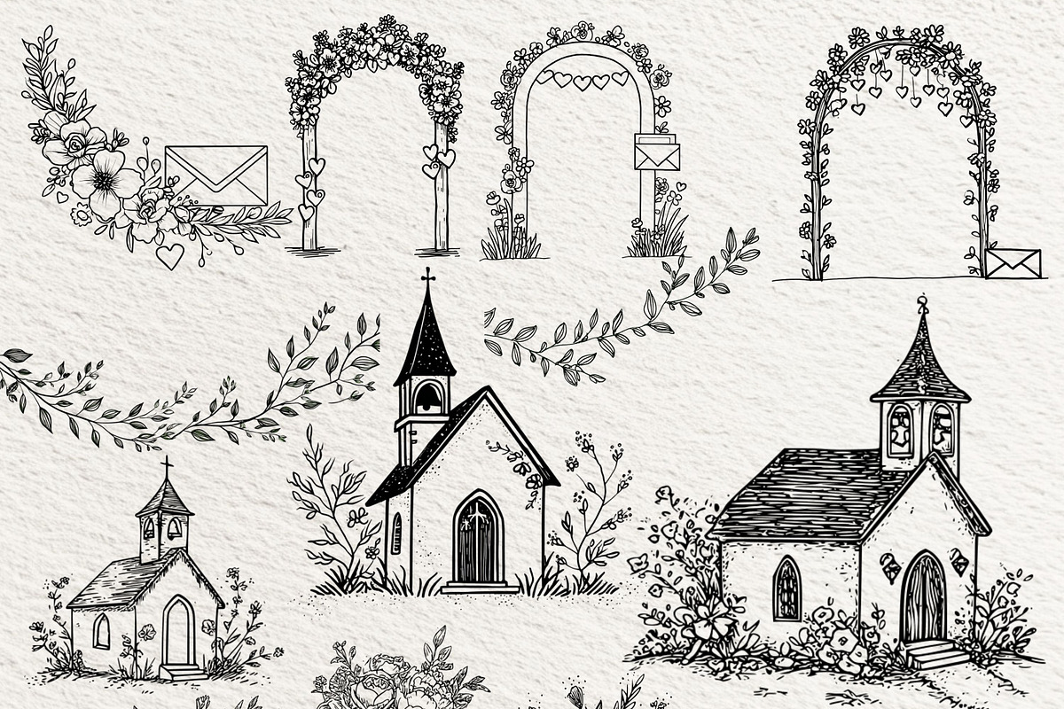 Wedding Clipart Icons Line Art black, a Person Illustration by artinspirestudio (Photo 7 of 9)