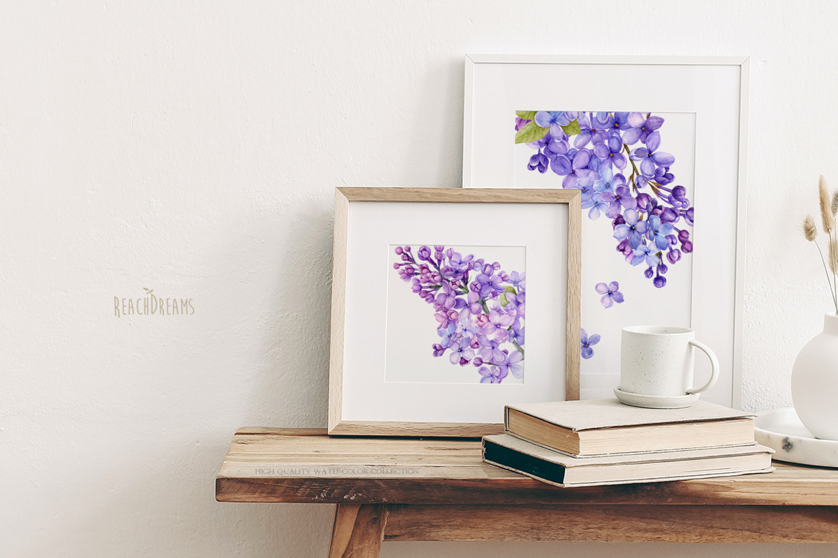 Watercolor Lilac Floral Clipart, a Decorative Illustration by ReachDreams (Photo 6 of 10)