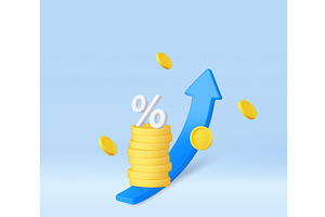3d Rising Interest Rates and, a Finance Illustration by ModVector
