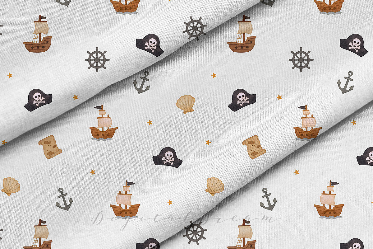 Pirate Party Clipart Set, a Wallpaper Graphic by DigitalDream (Photo 5 of 9)