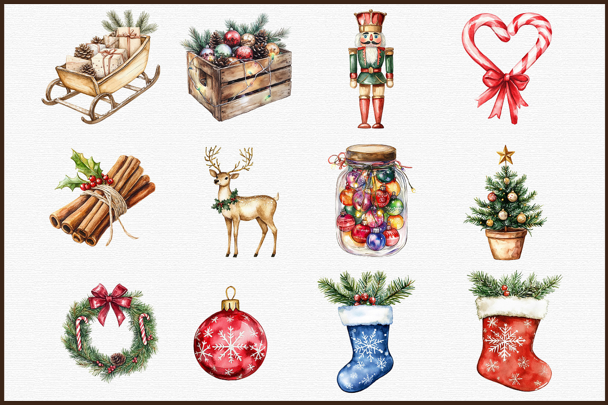 Watercolor Christmas Decor Clipart, an Illustration by Sublimation Artist (Photo 3 of 6)