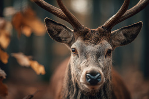 Deer stands in autumn forest, a Photo by Beautiful things