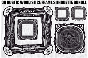 Rustic Wood Slice Frame Bundle, an Illustration by yasushie