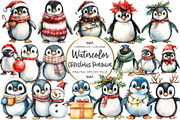 Christmas Penguin Clipart, an Illustration by OK Design (Thumbnail 1 of 5)