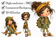 Retro Girls Clipart, an Illustration by Libby Wishes (Thumbnail 2 of 7)