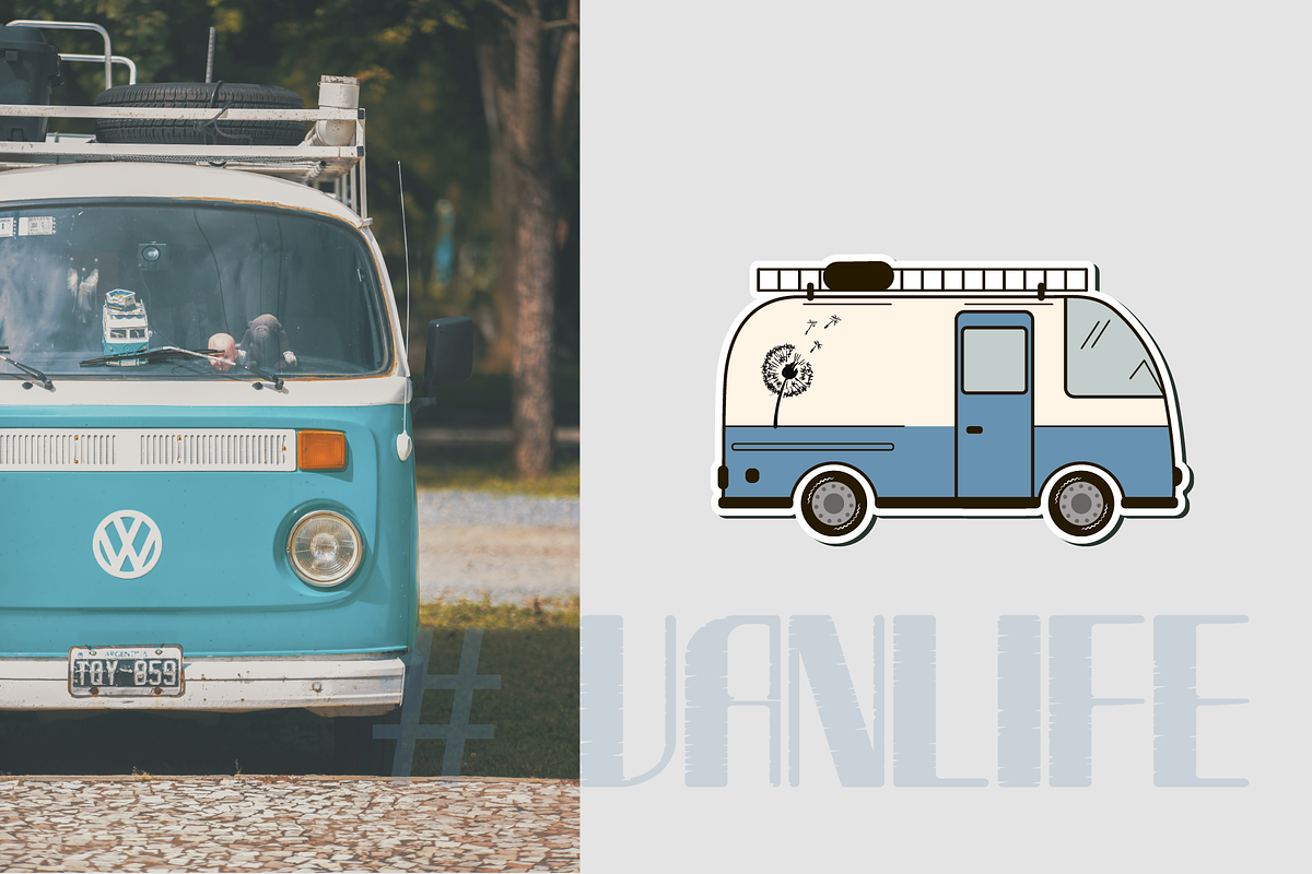 CamperVan ’65. Clipart collection, an Illustration by lokfrid (Photo 7 of 7)
