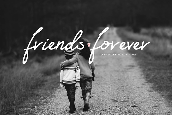 Friends Forever Font + Floral Extras preview 7