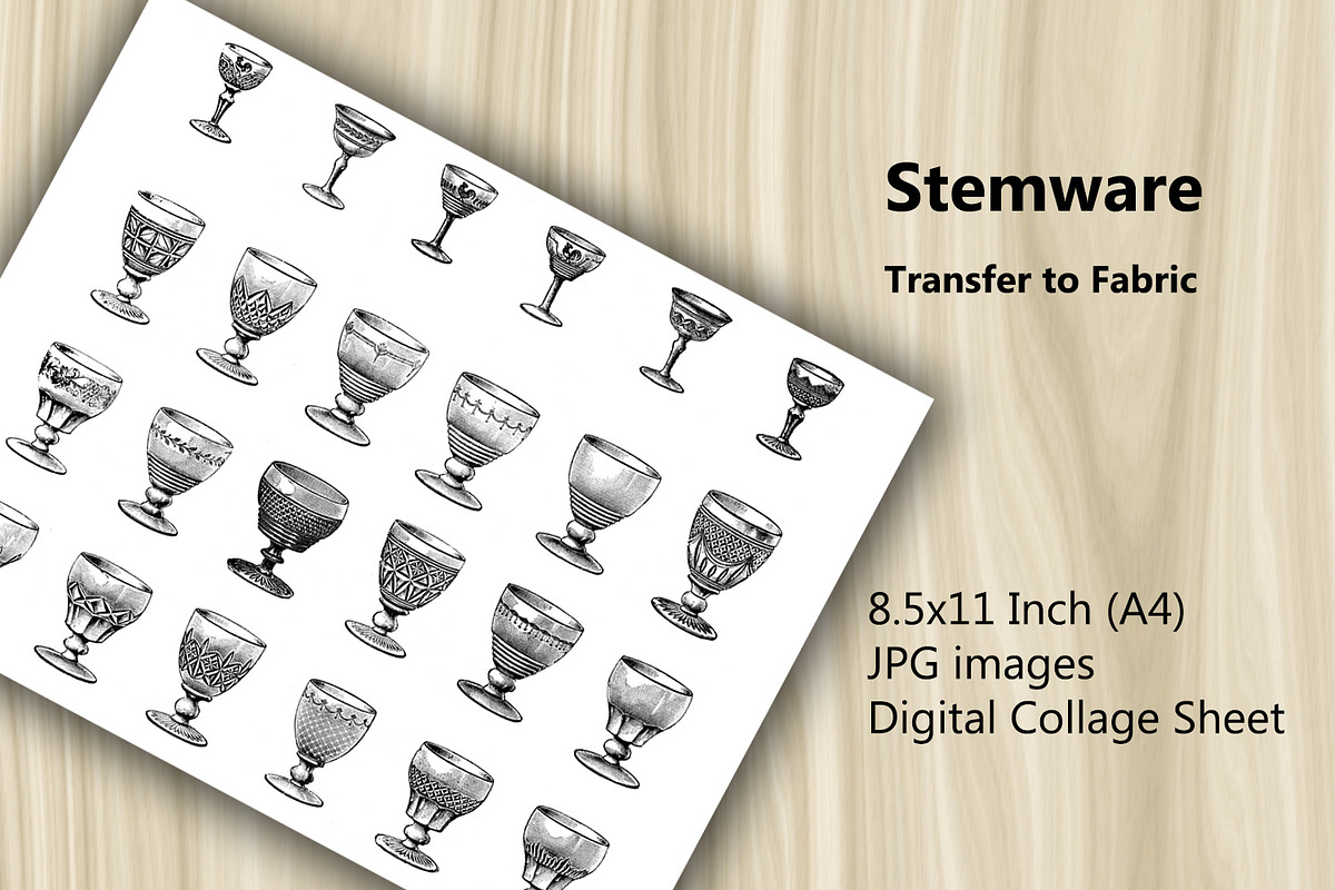 Transfer to Fabric  - Stemware, a Print Template by Kseniya-Omega (Photo 1 of 3)