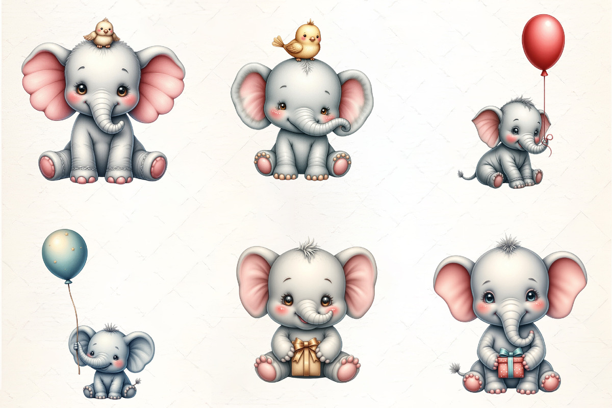 Cute Baby Elephants Clipart Elephant, an Illustration by CrexoraLab (Photo 4 of 5)