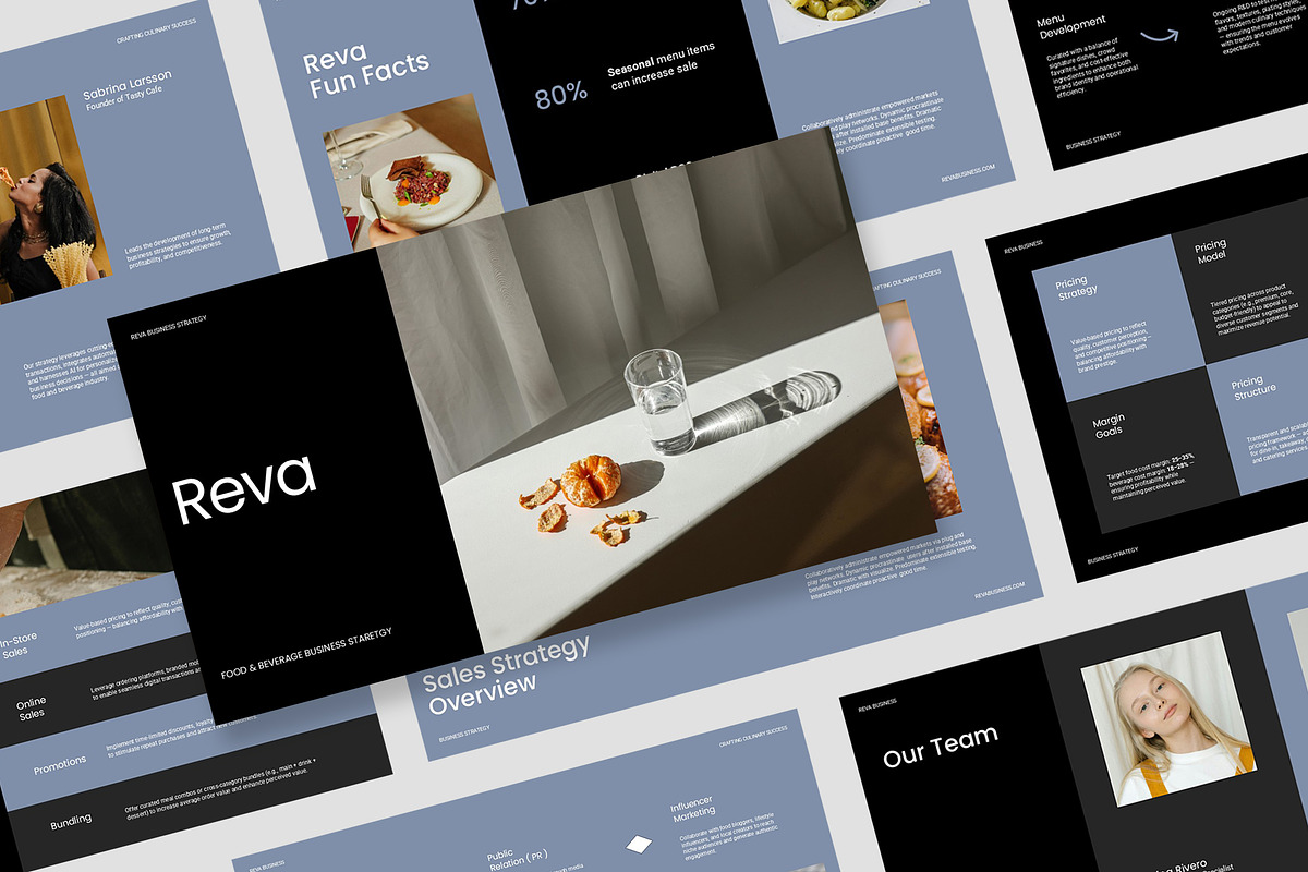 Reva : F&B Business Google Slides, a Presentation Template by Punkl Camp (Photo 1 of 9)