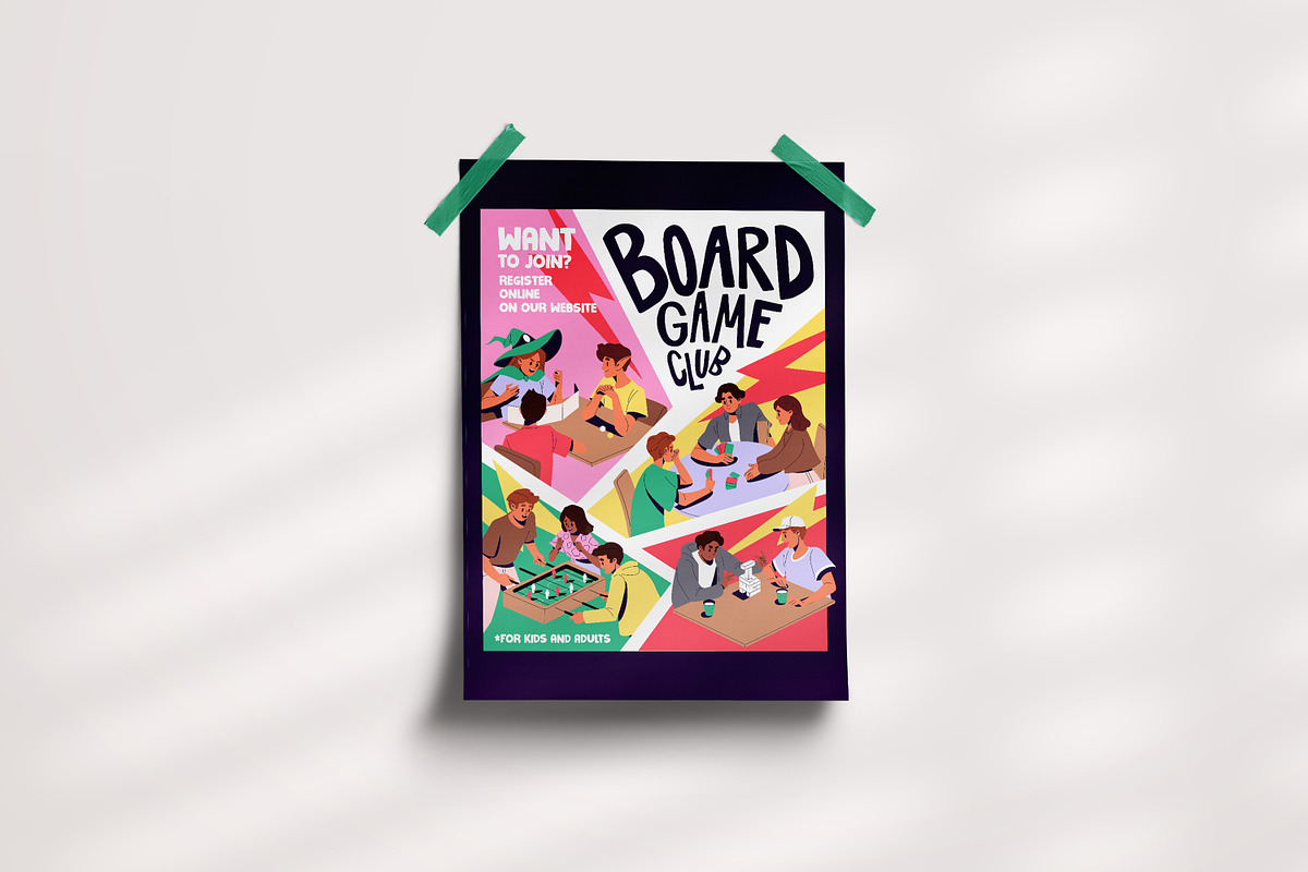People playing board games set, a Person Illustration by PaperTrident (Photo 7 of 8)