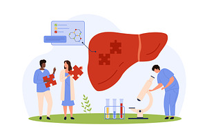 Liver diseases, hepatitis diagnosis, an Object Illustration by Flashvector