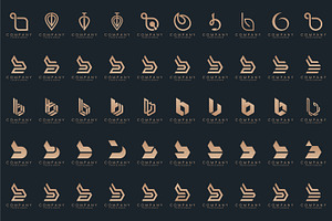 set of letter B logo design vector