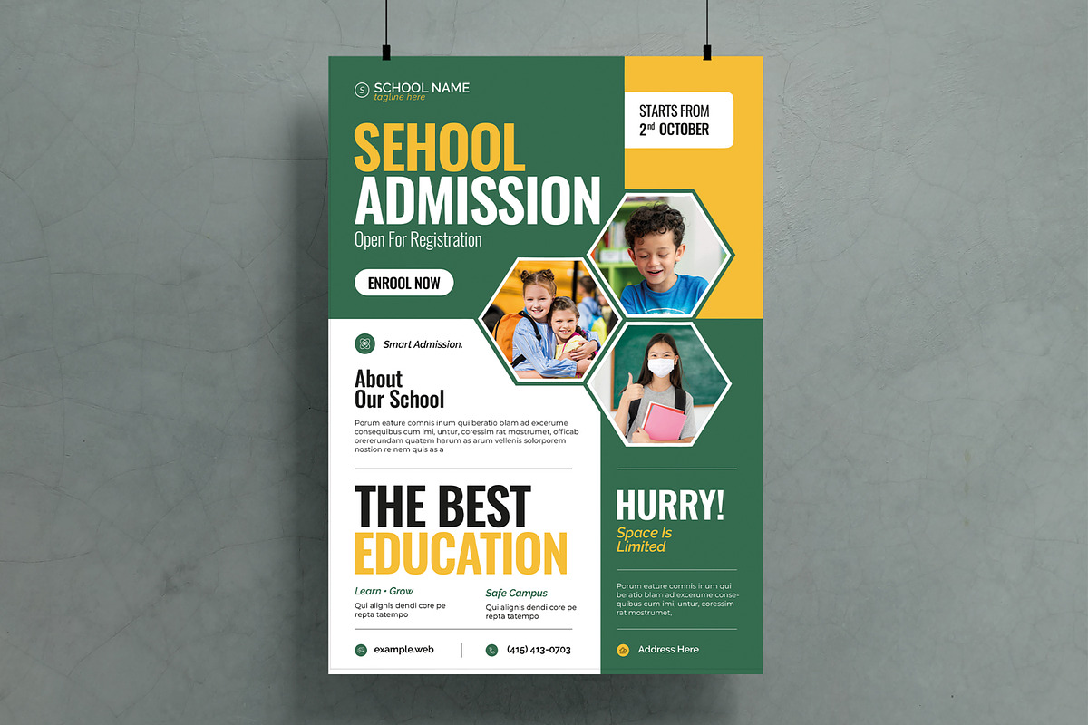 School Admission Flyer Template, a Stationery Template by MightyDesign (Photo 1 of 6)
