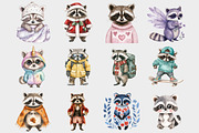 Watercplor Raccoon Clipart, a Seasonal Illustration by Design Market (Thumbnail 3 of 5)
