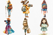 Watercolor Traveler Girl Clipart, an Illustration by Canvas Craft (Thumbnail 3 of 8)