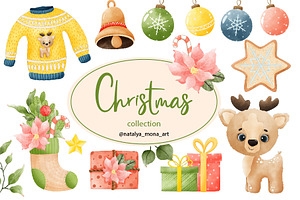 Winter Holidays Watercolor Clipart