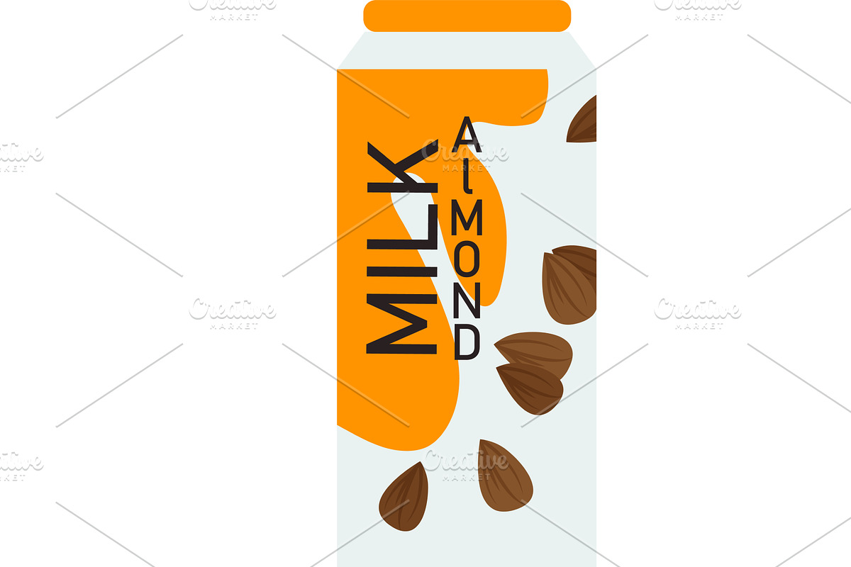 almond milk pack vector icon, a Food Illustration by vectorpointstudio