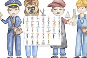 Watercolor Cute Alphabet Professions, an Education Illustration by MayaNavits (Thumbnail 10 of 12)