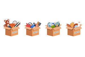 Cardboard donation boxes, an Object Illustration by YummyBuum